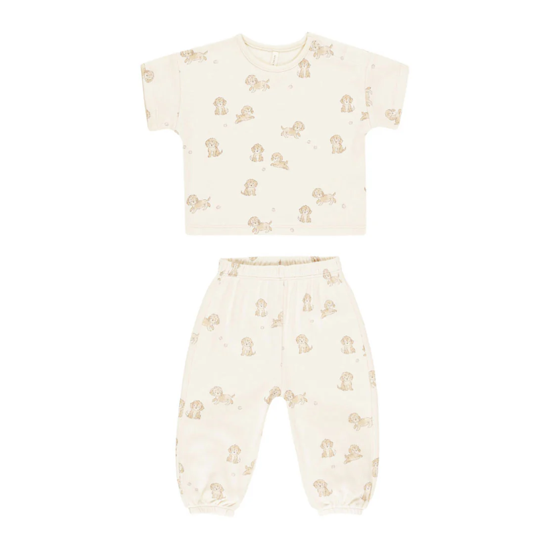 Quincy Mae Natural Puppies Jersey Tee + Pant Set