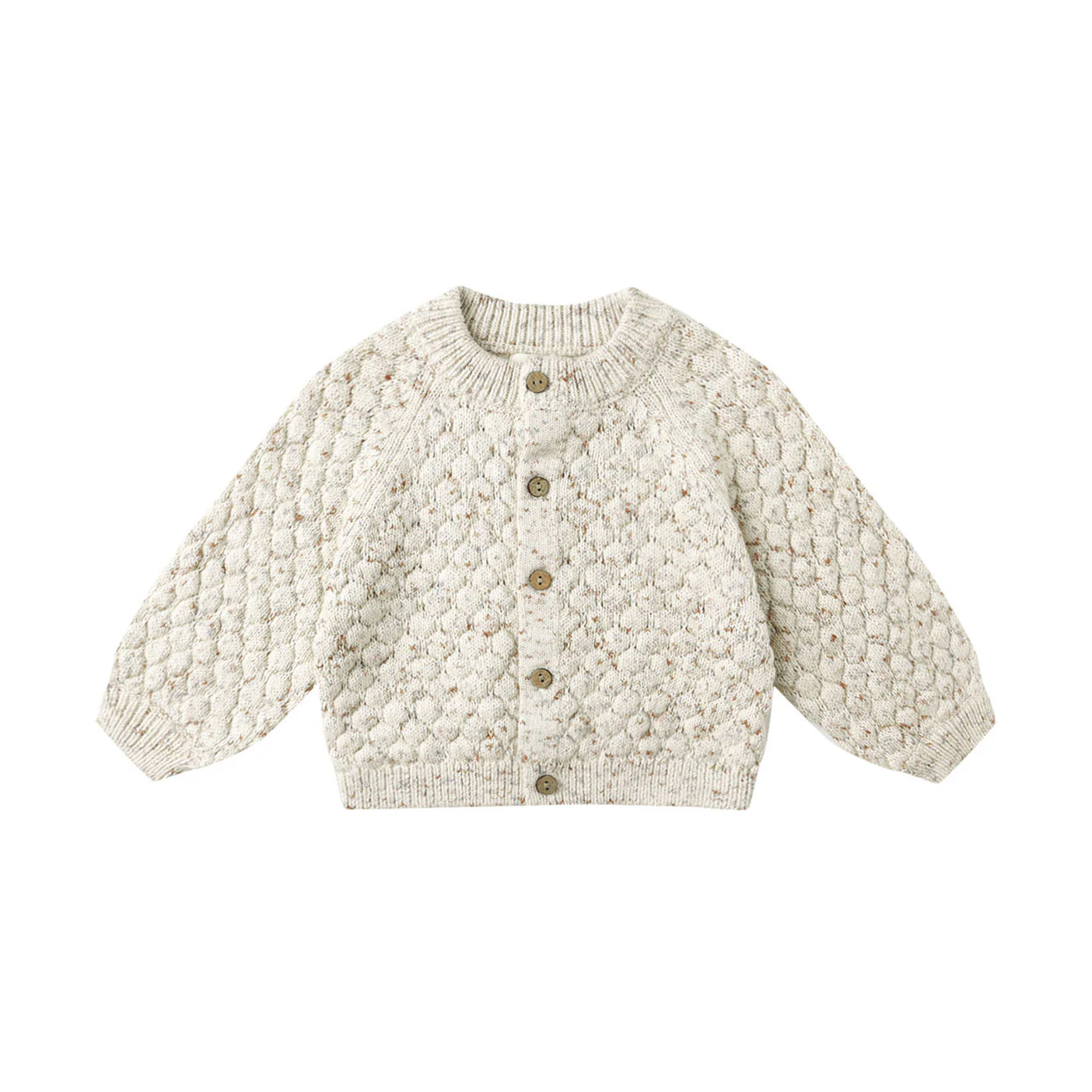 Quincy Mae Natural Speckle Bubble Knit Cardigan