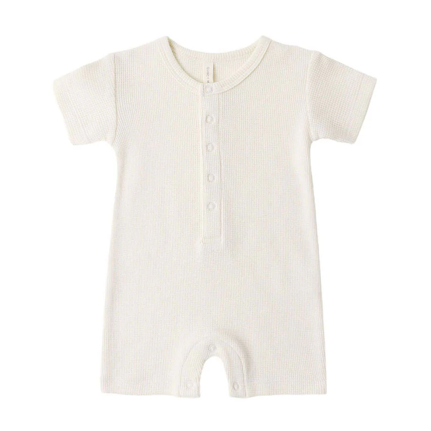 Quincy Mae Natural Waffle Snap Romper