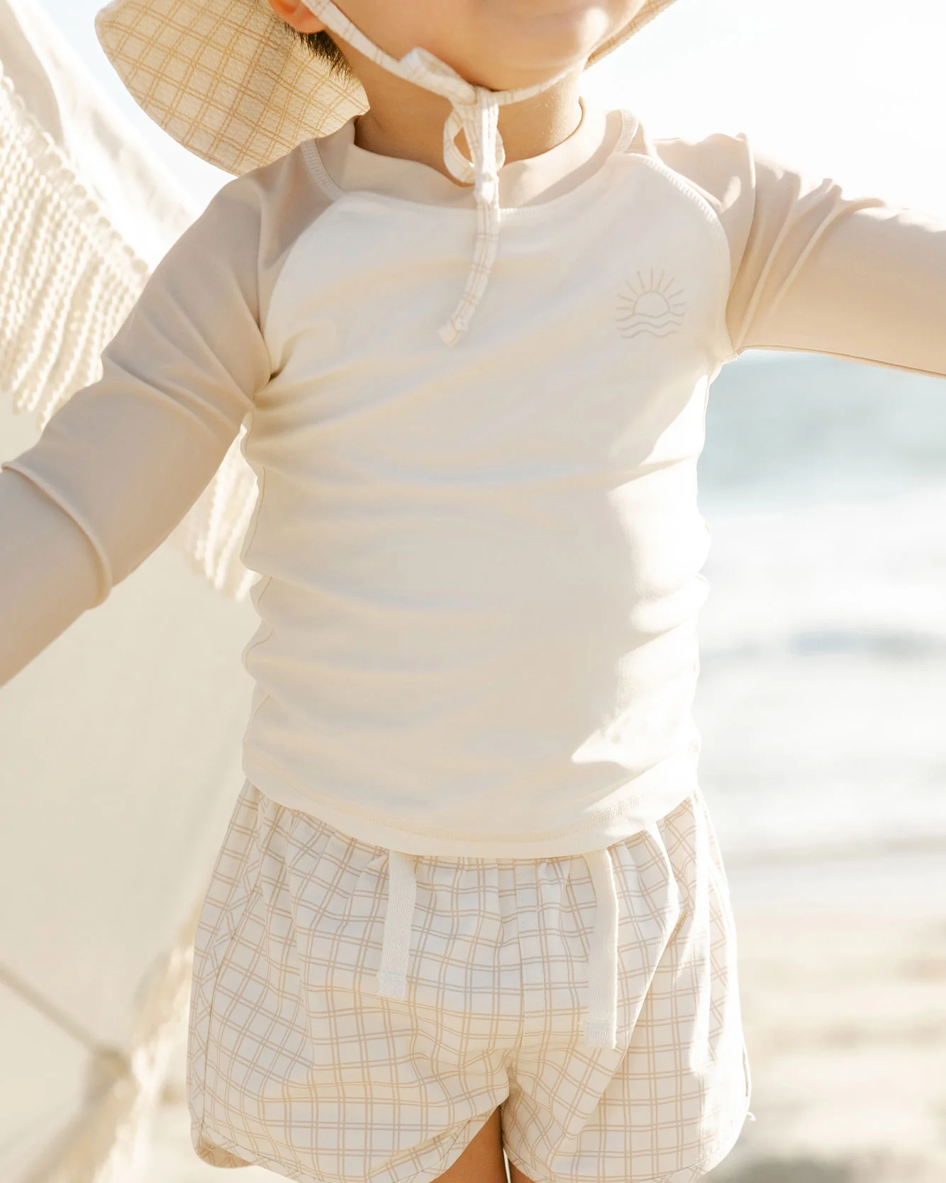 Quincy Mae Oat Check Boys Swim Short - Image 2
