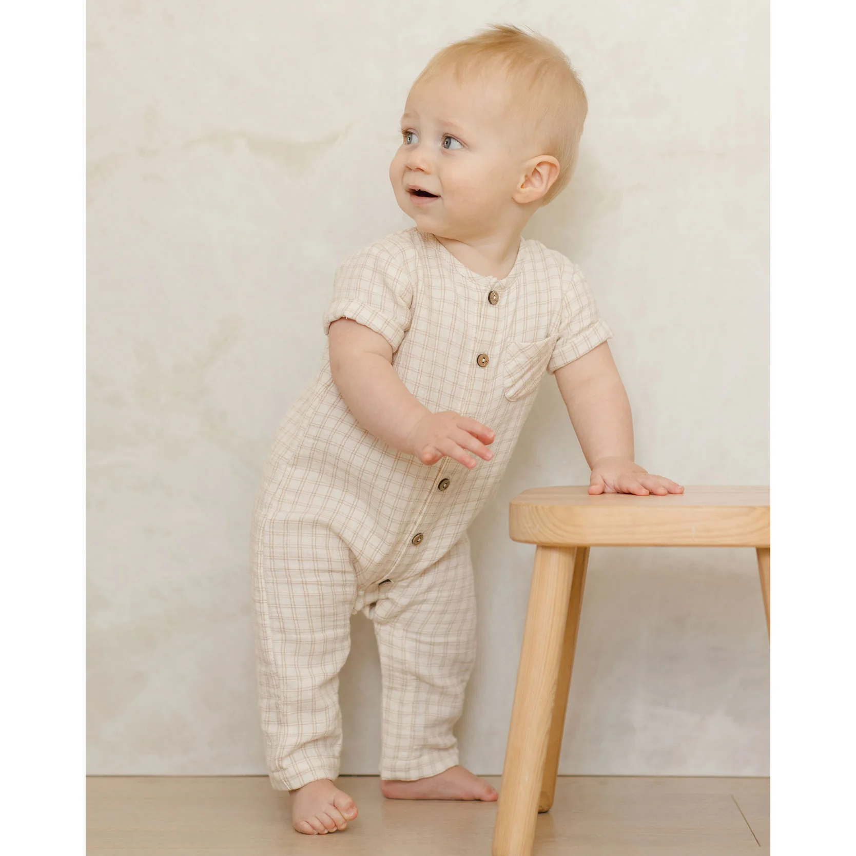 Quincy Mae Oat Check Charlie Jumpsuit - Image 2