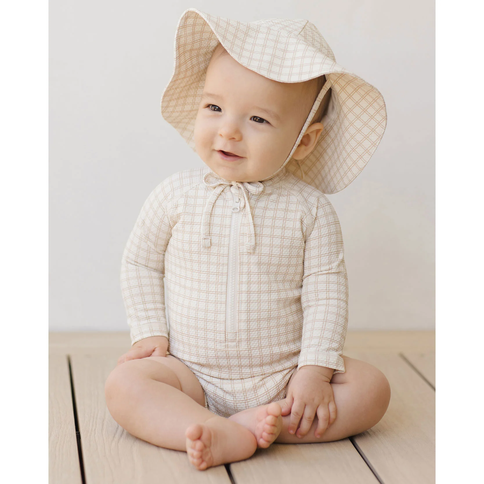 Quincy Mae Oat Check Sun Hat - Image 2
