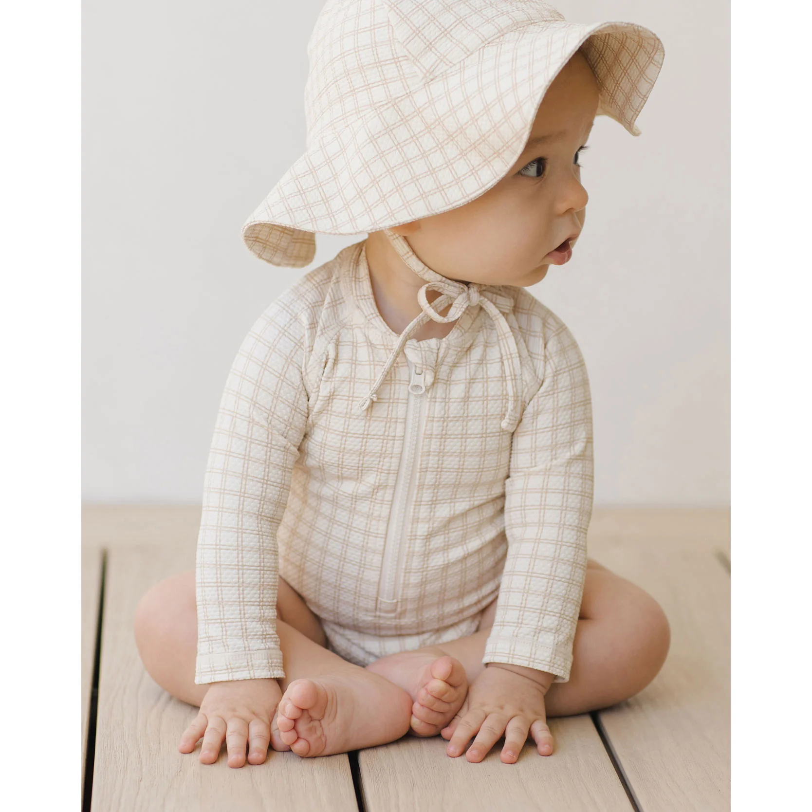 Quincy Mae Oat Check Sun Hat - Image 3