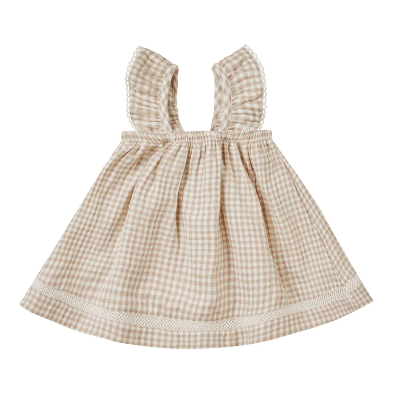 Quincy Mae Oat Gingham Ruffle Tank Dress