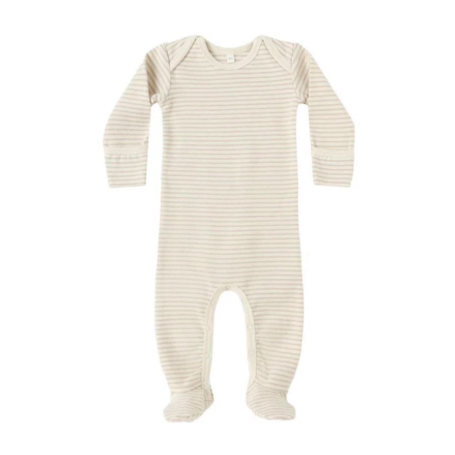 Quincy Mae Oat Micro Stripe Baby Footie
