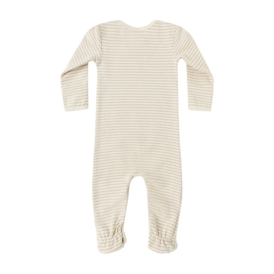 Quincy Mae Oat Micro Stripe Baby Footie - Image 2