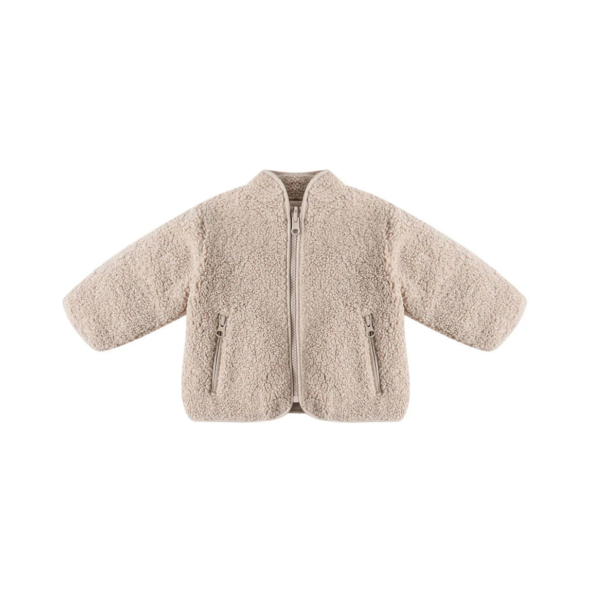 Quincy Mae Oat Shearling Zip Jacket