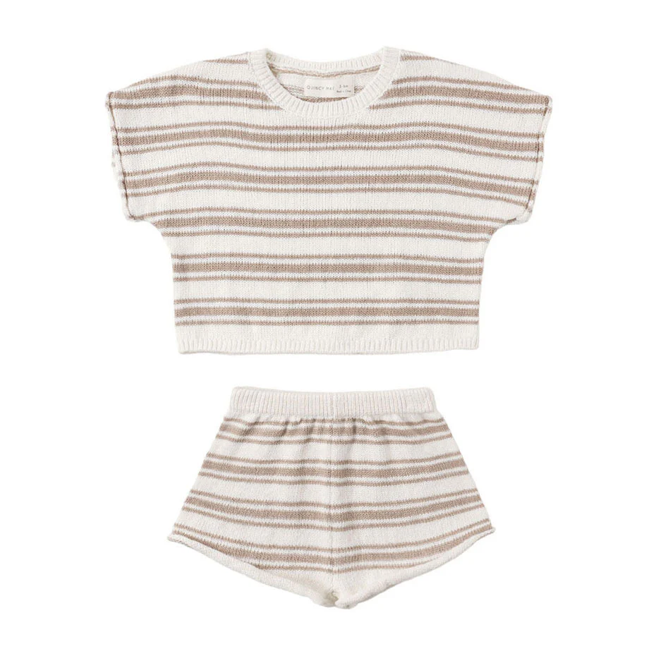 Quincy Mae Oat Stripe Relaxed Summer Knit Set