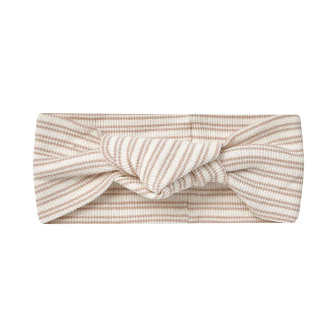 Quincy Mae Oat Stripe Ribbed Knotted Headband