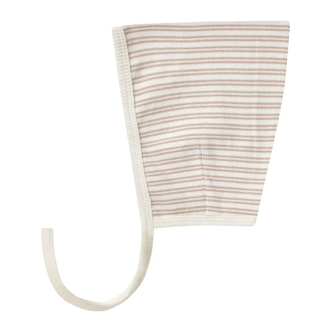 Quincy Mae Oat Stripe Ribbed Pixie Bonnet