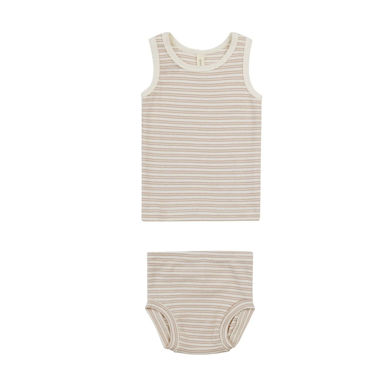 Quincy Mae Oat Stripe Ribbed Tank + Bloomer Set