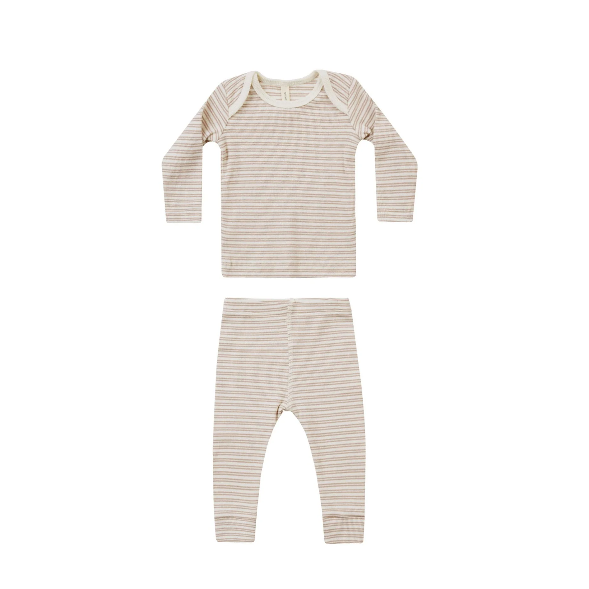 Quincy Mae Oat Stripe Ribbed Tee + Legging Set
