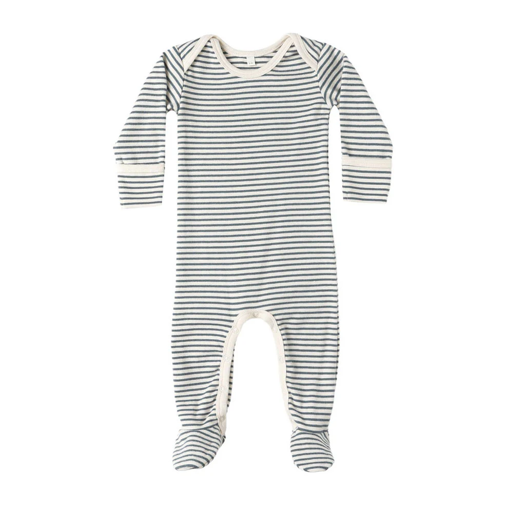 Quincy Mae Ocean Micro Stripe Baby Footie