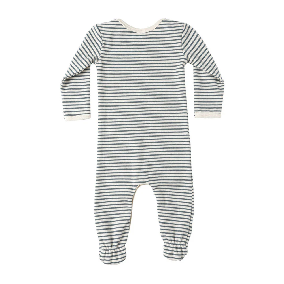 Quincy Mae Ocean Micro Stripe Baby Footie - Image 2