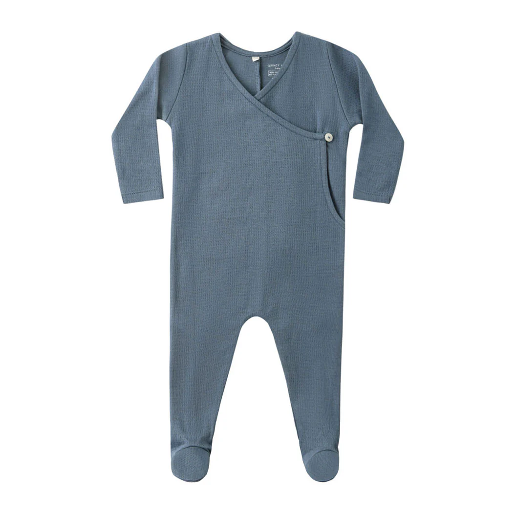 Quincy Mae Ocean Pointelle Wrap Footie