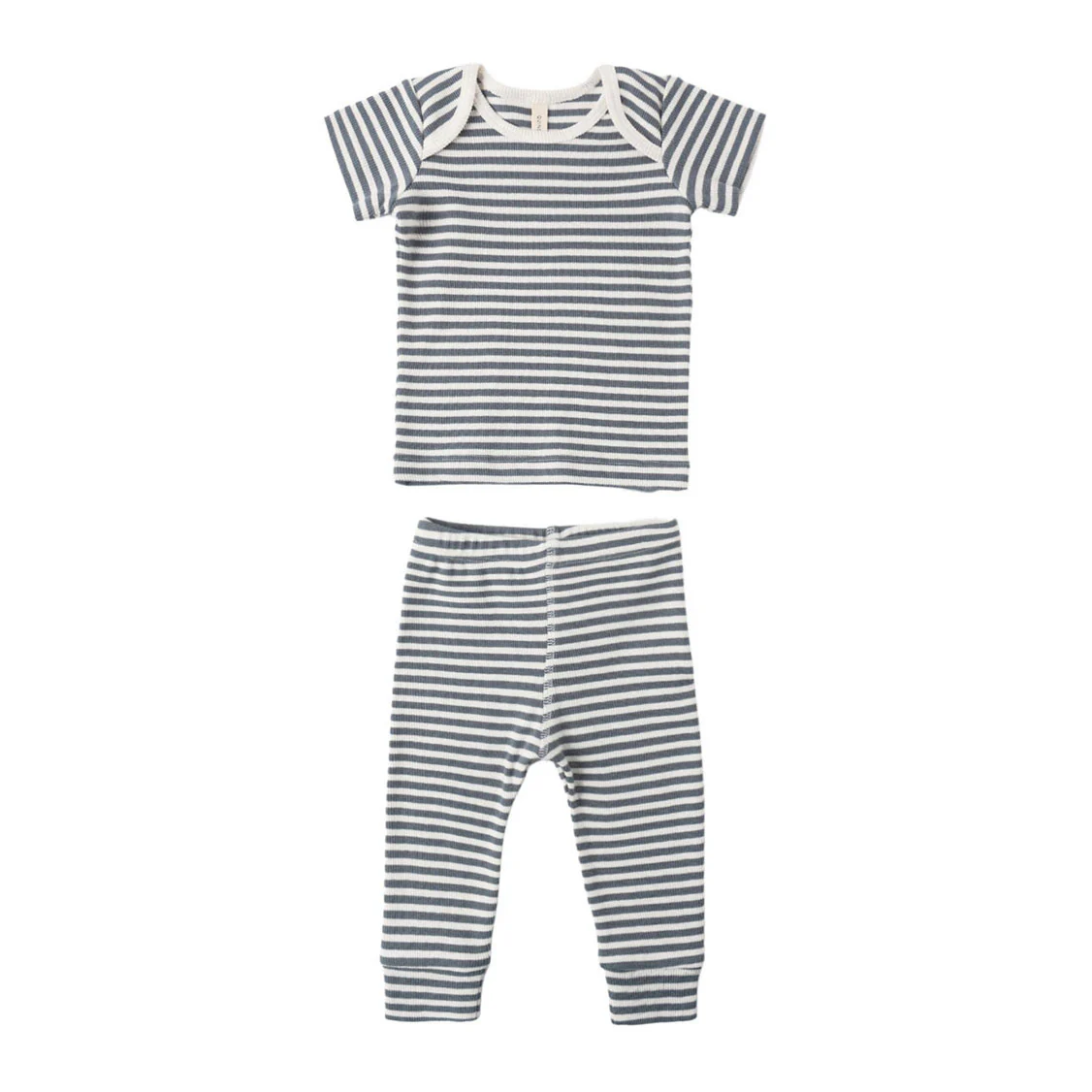 Quincy Mae Ocean Stripe Ribbed Short Sleeve Tee + Legging Set