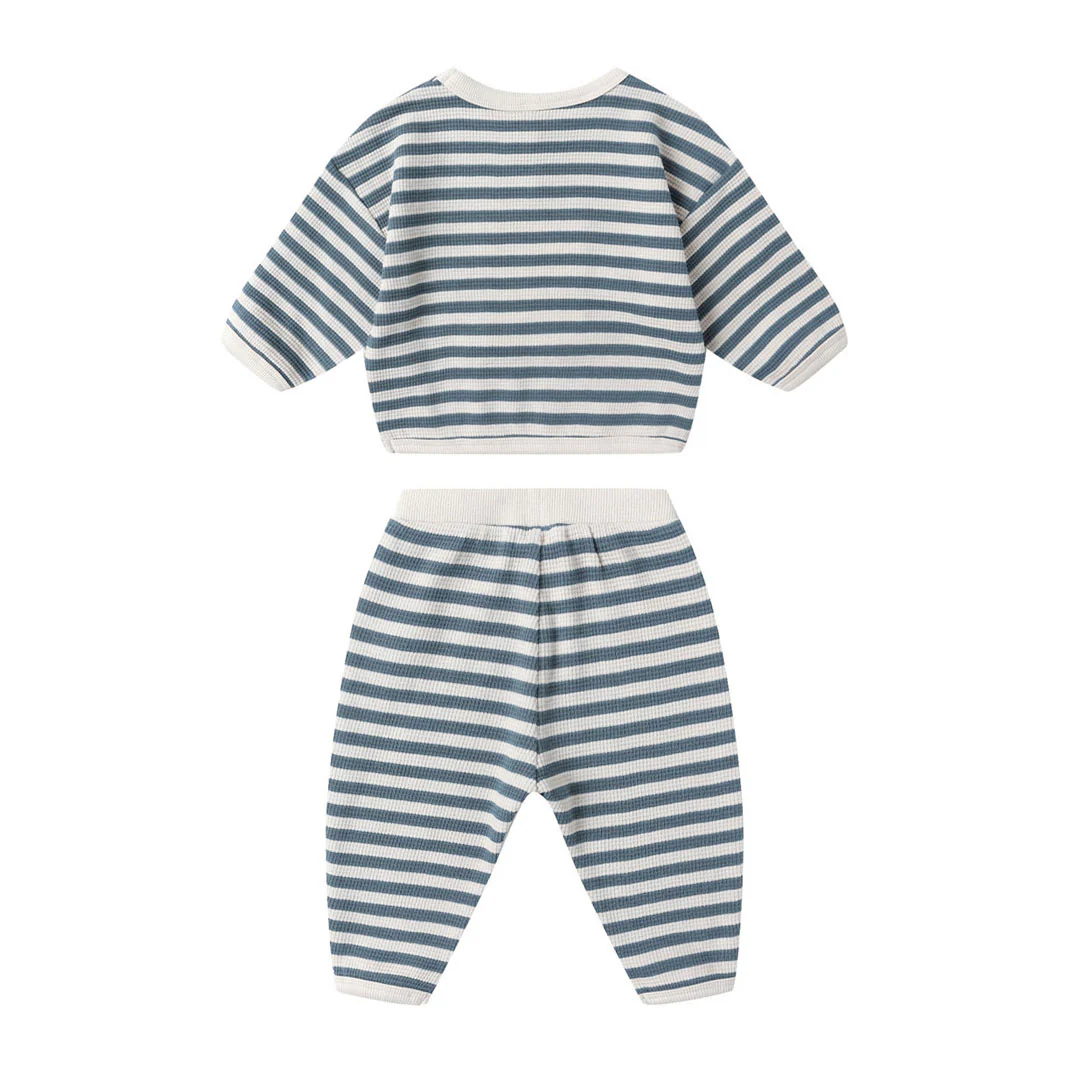 Quincy Mae Ocean Stripe Waffle Slouch Set - Image 2
