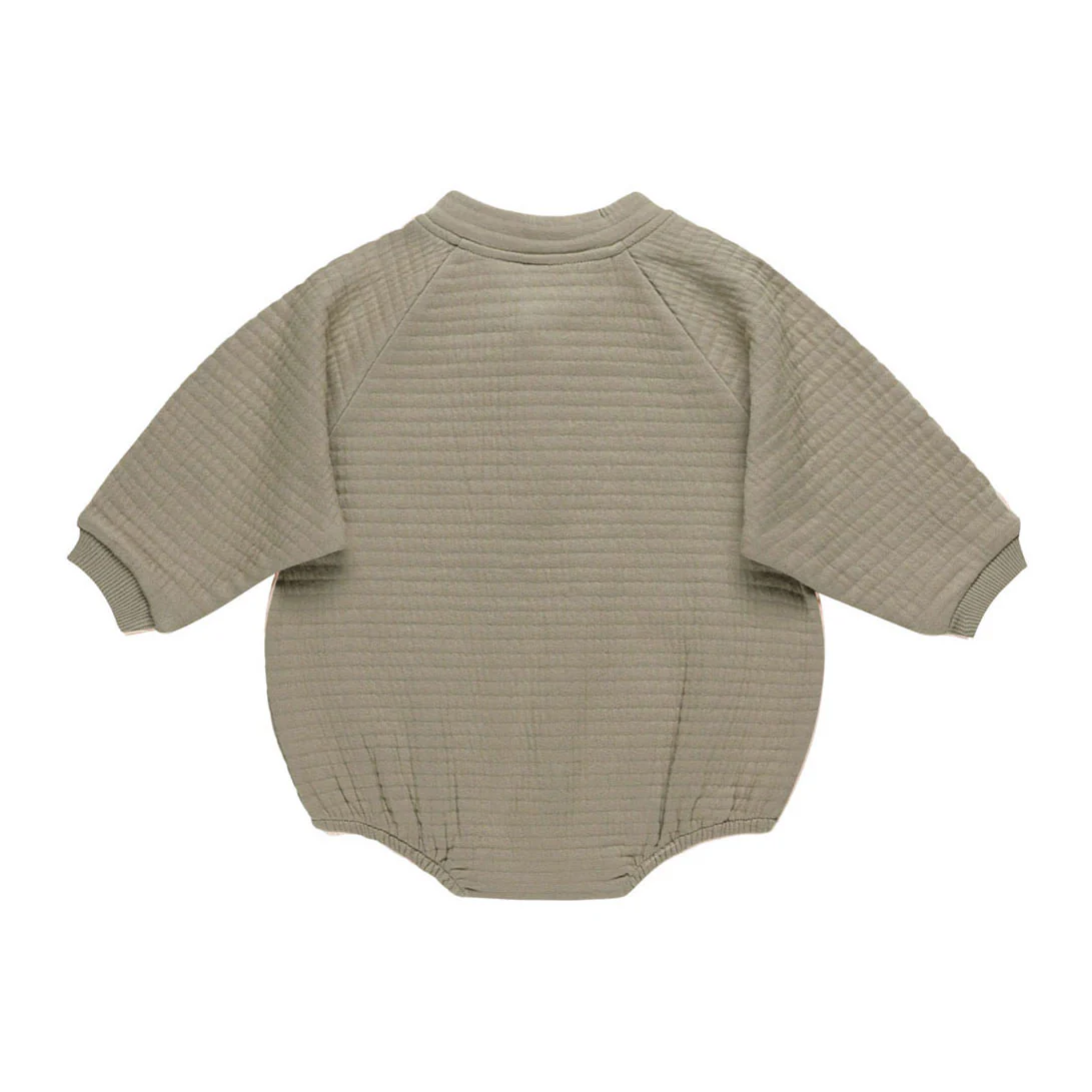 Quincy Mae Olive Henley Bubble Romper - Image 2
