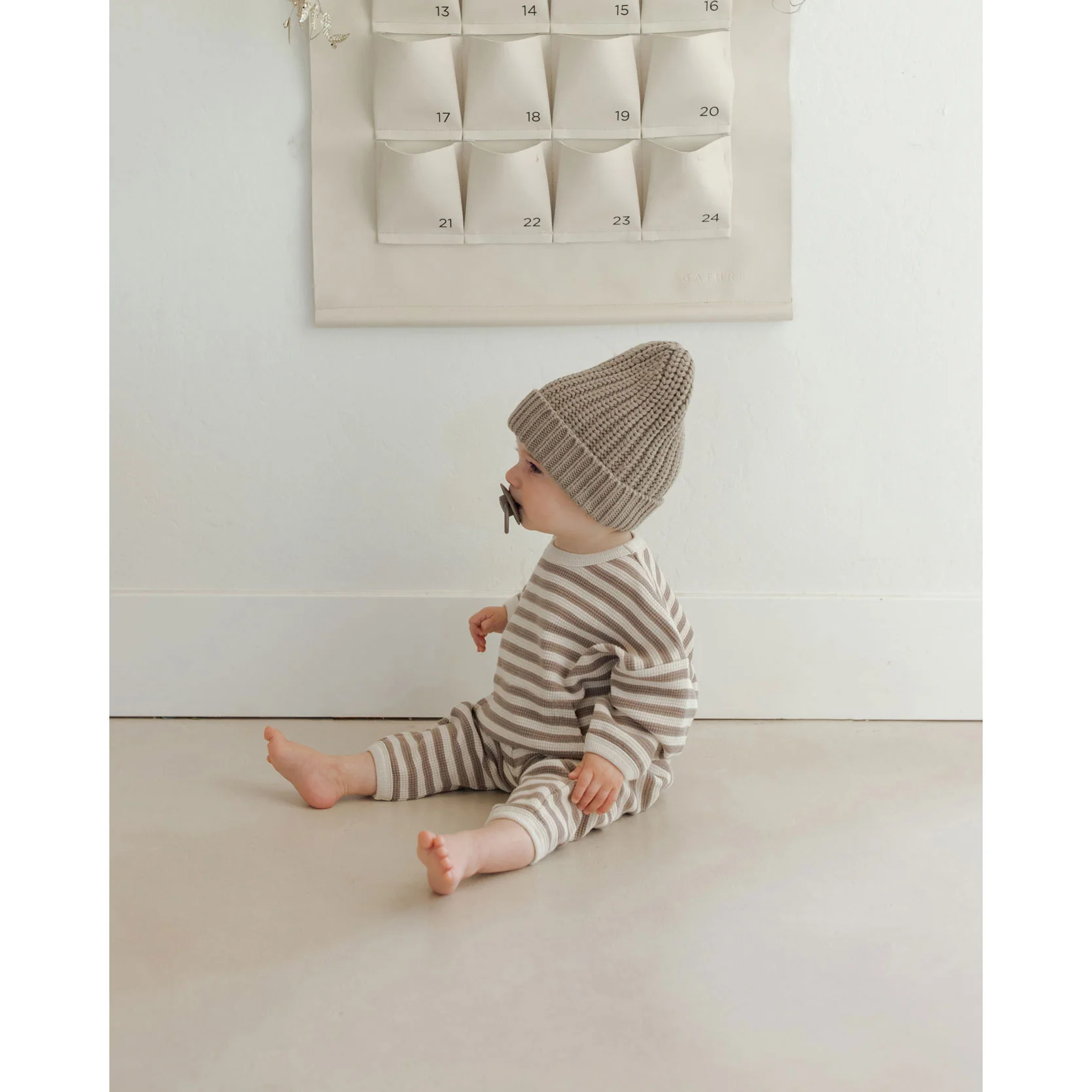 Quincy Mae Olive Stripe Waffle Slouch Set - Image 2