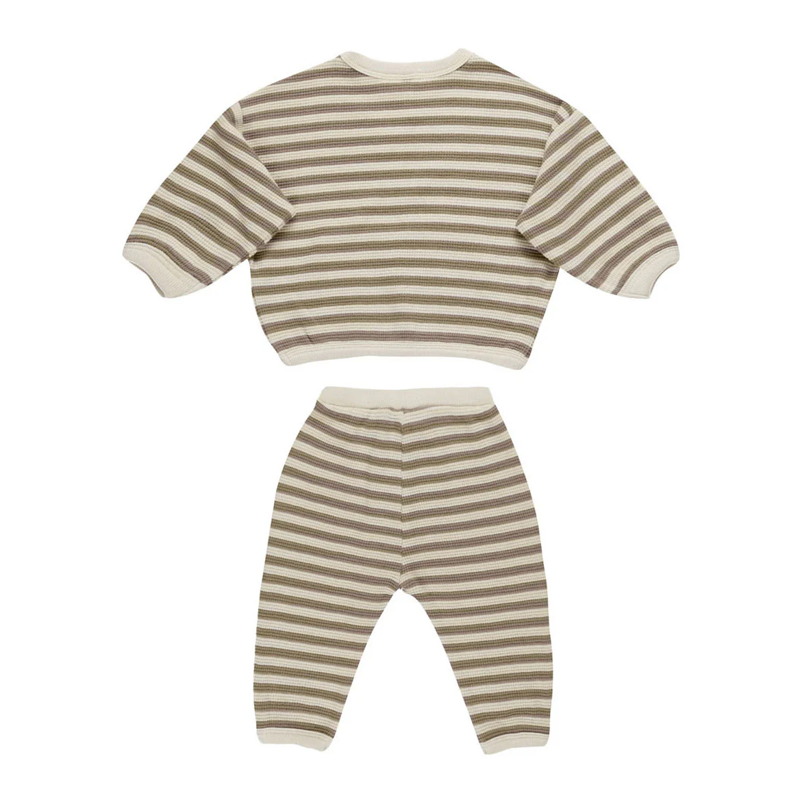Quincy Mae Olive Stripe Waffle Slouch Set - Image 3