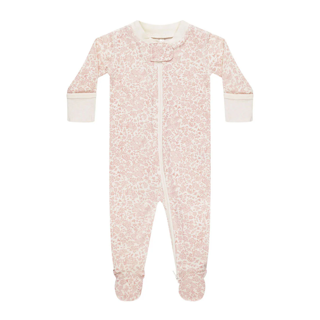 Quincy Mae Pink Blossom Zip Sleeper Footie