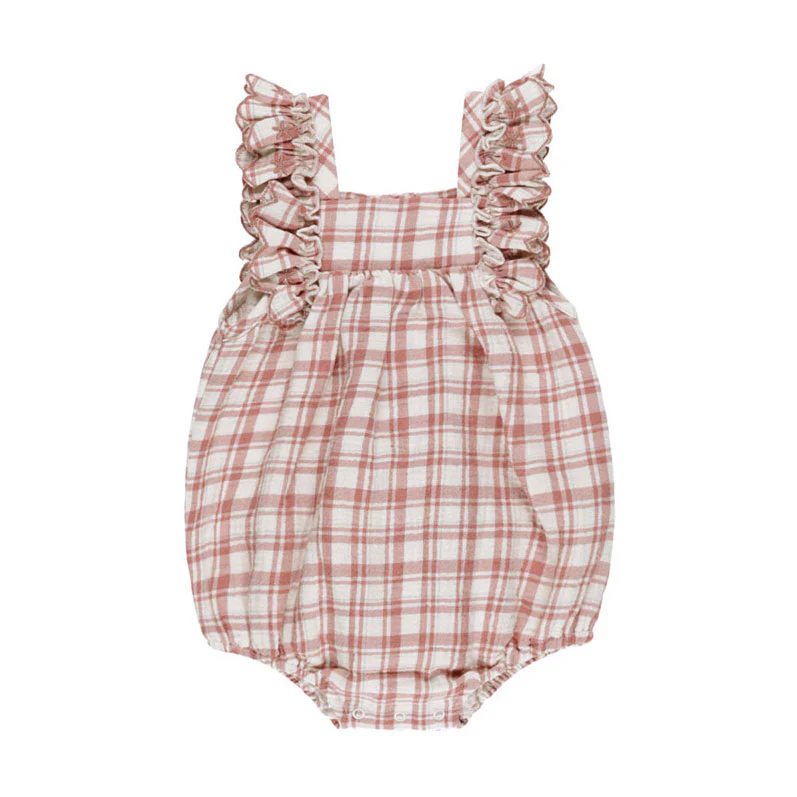 Quincy Mae Pink Plaid Maya Romper