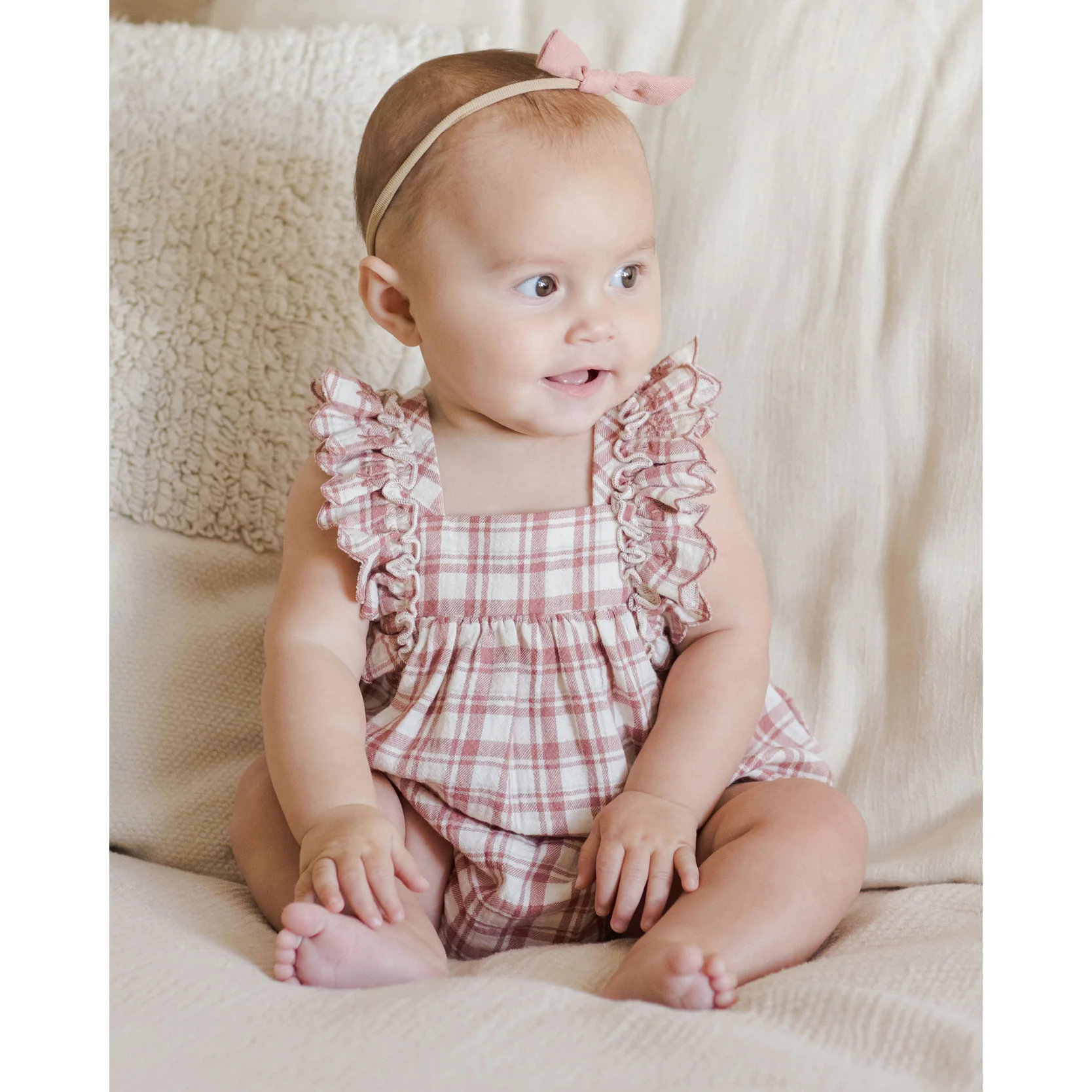 Quincy Mae Pink Plaid Maya Romper - Image 2