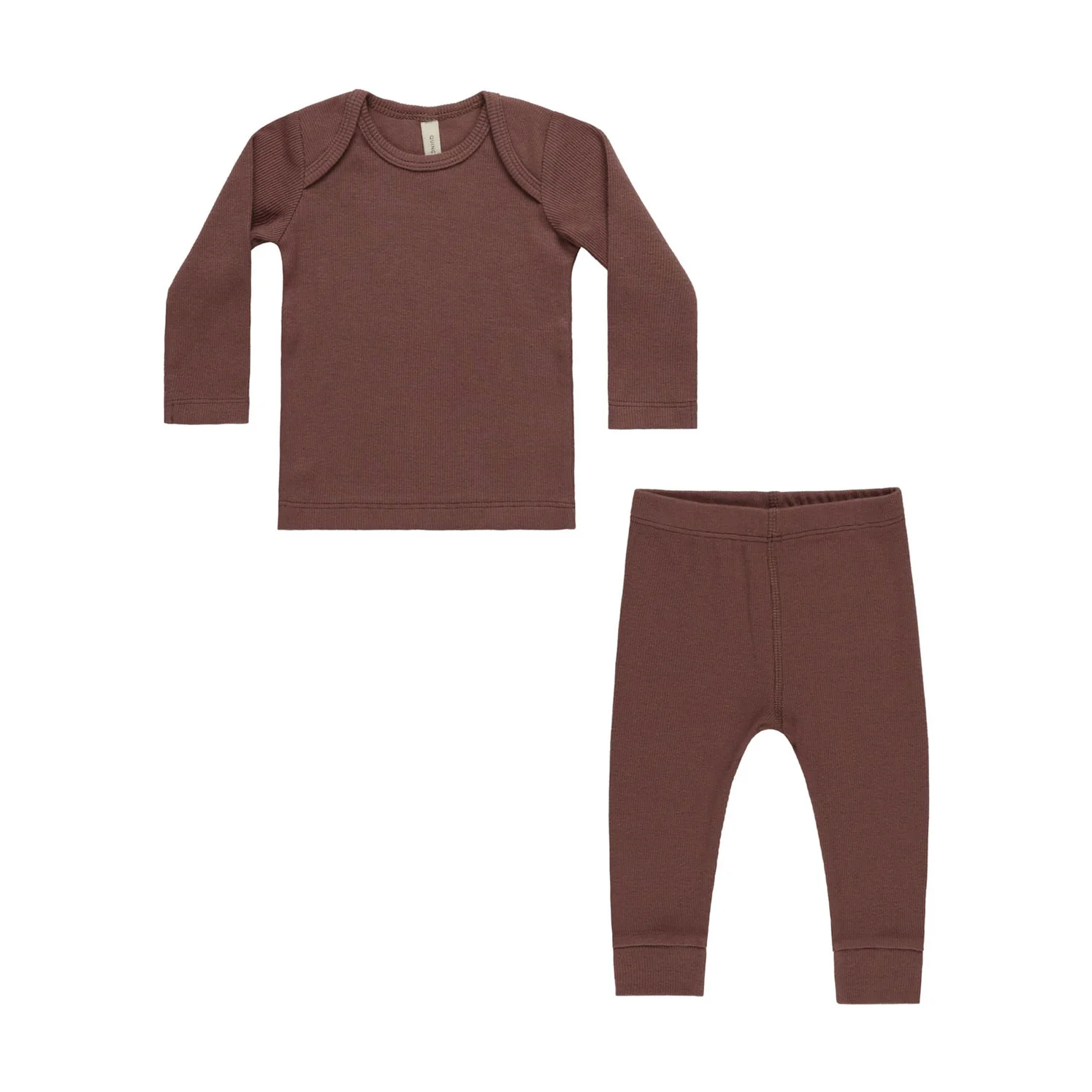 Quincy Mae Plum Ribbed Tee + Legging Set