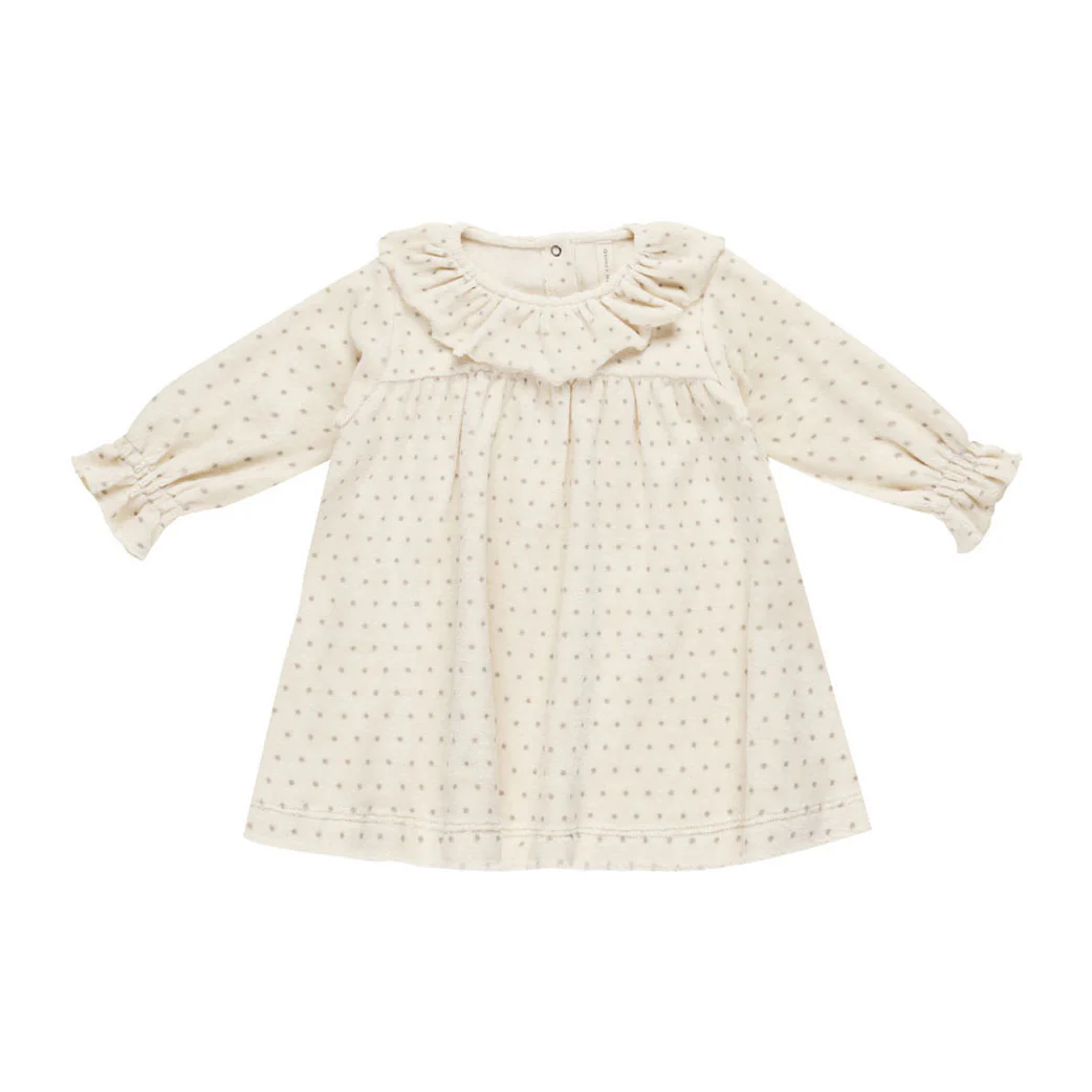 Quincy Mae Polka Dot Velour Baby Dress
