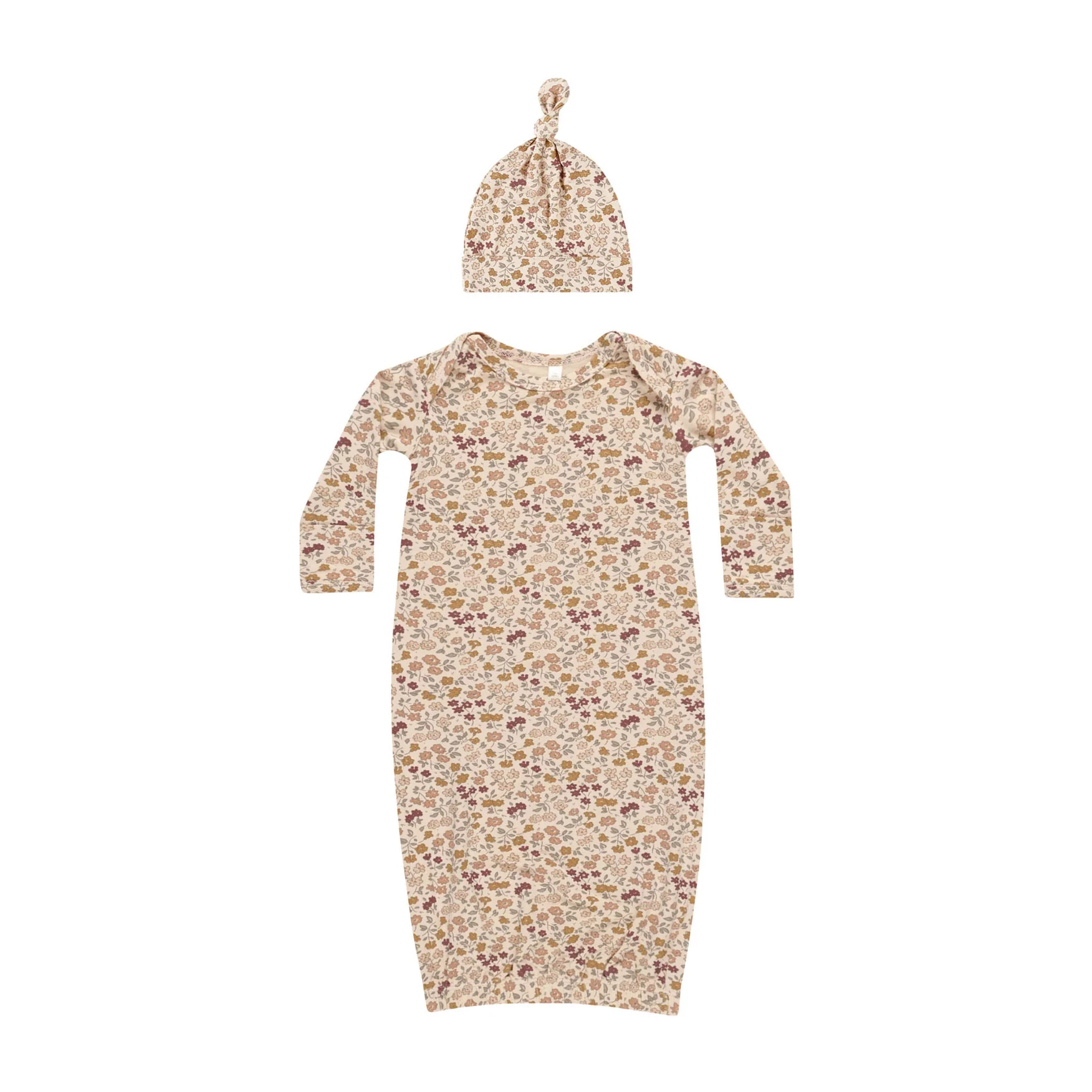 Quincy Mae Posy Bamboo Baby Gown + Hat Set