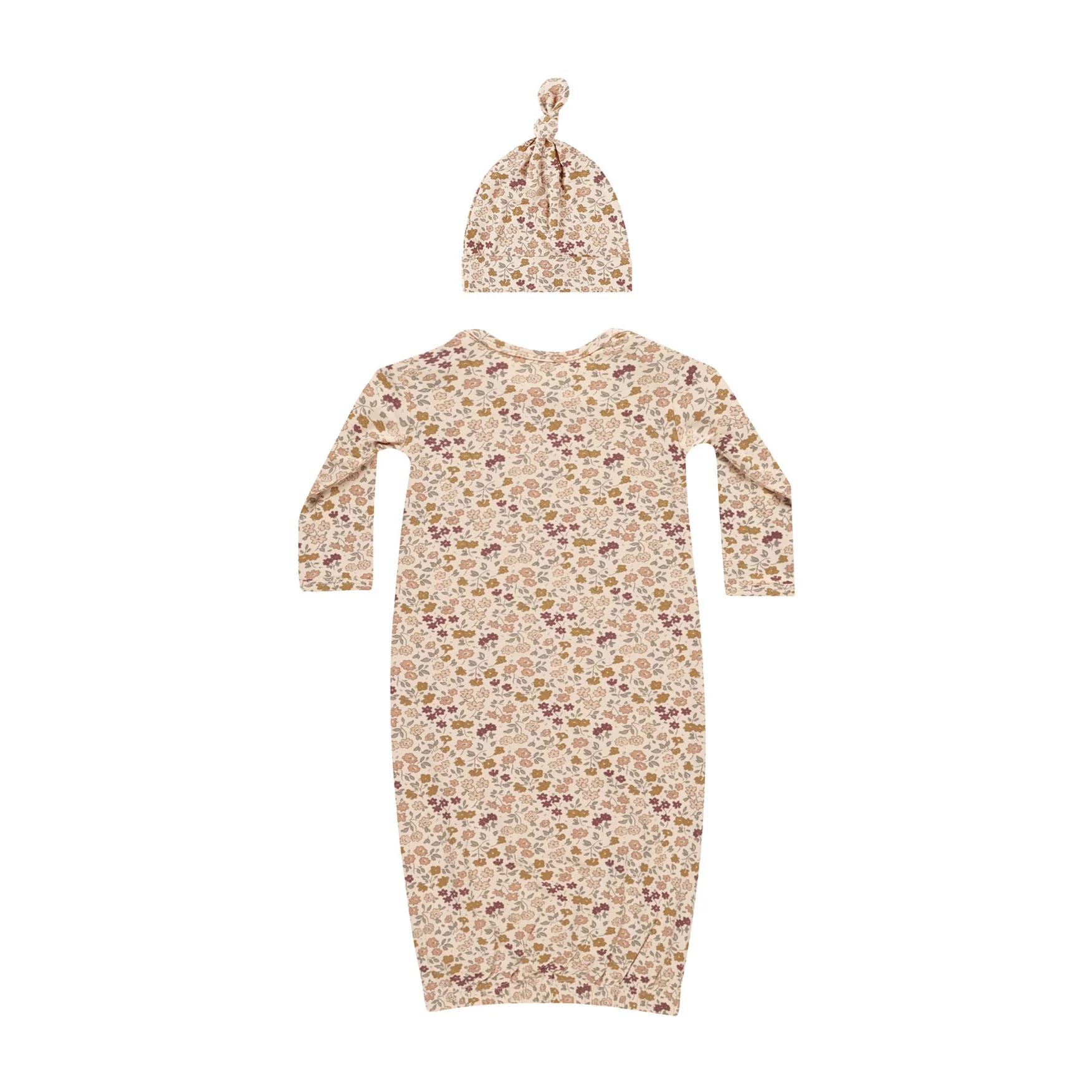 Quincy Mae Posy Bamboo Baby Gown + Hat Set - Image 2