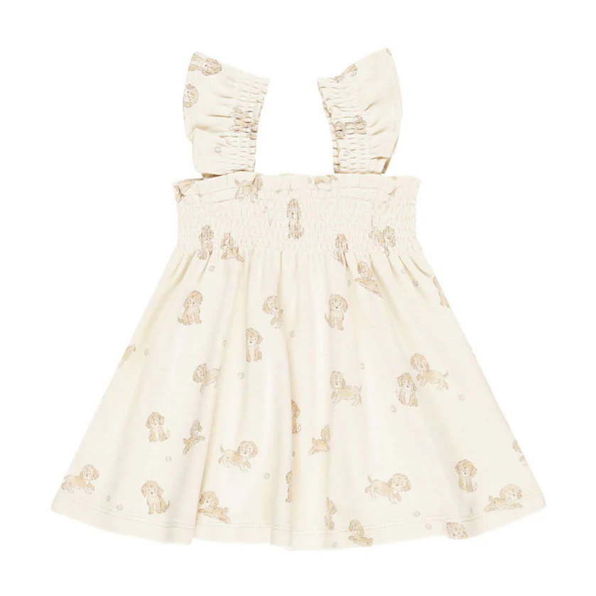 Quincy Mae Puppies Smocked Jersey Dress