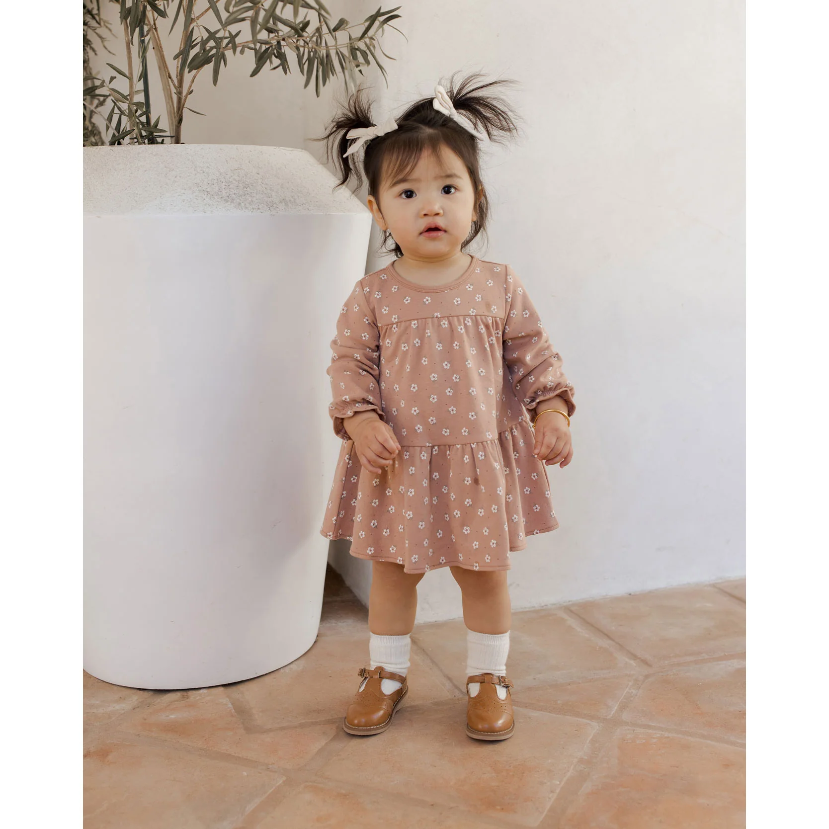 Quincy Mae Rose Ditsy Tiered Jersey Dress - Image 2