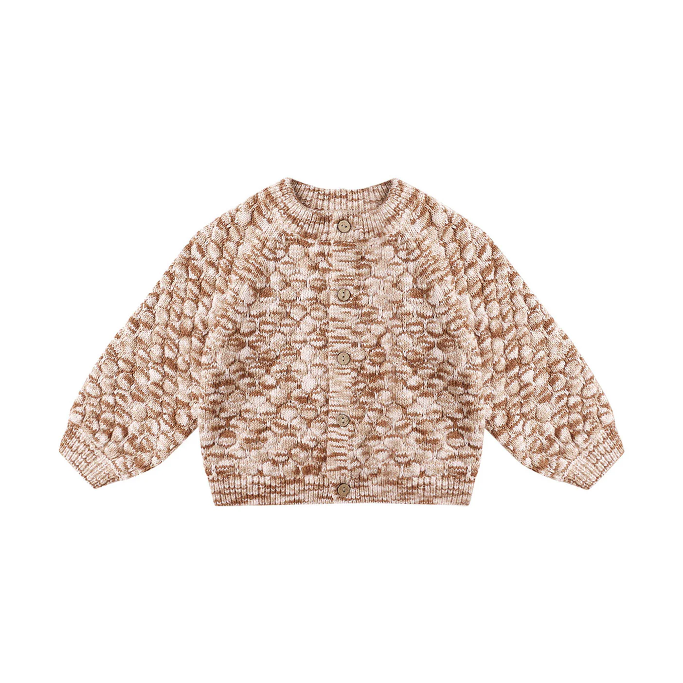Quincy Mae Rose Speckle Bubble Knit Cardigan
