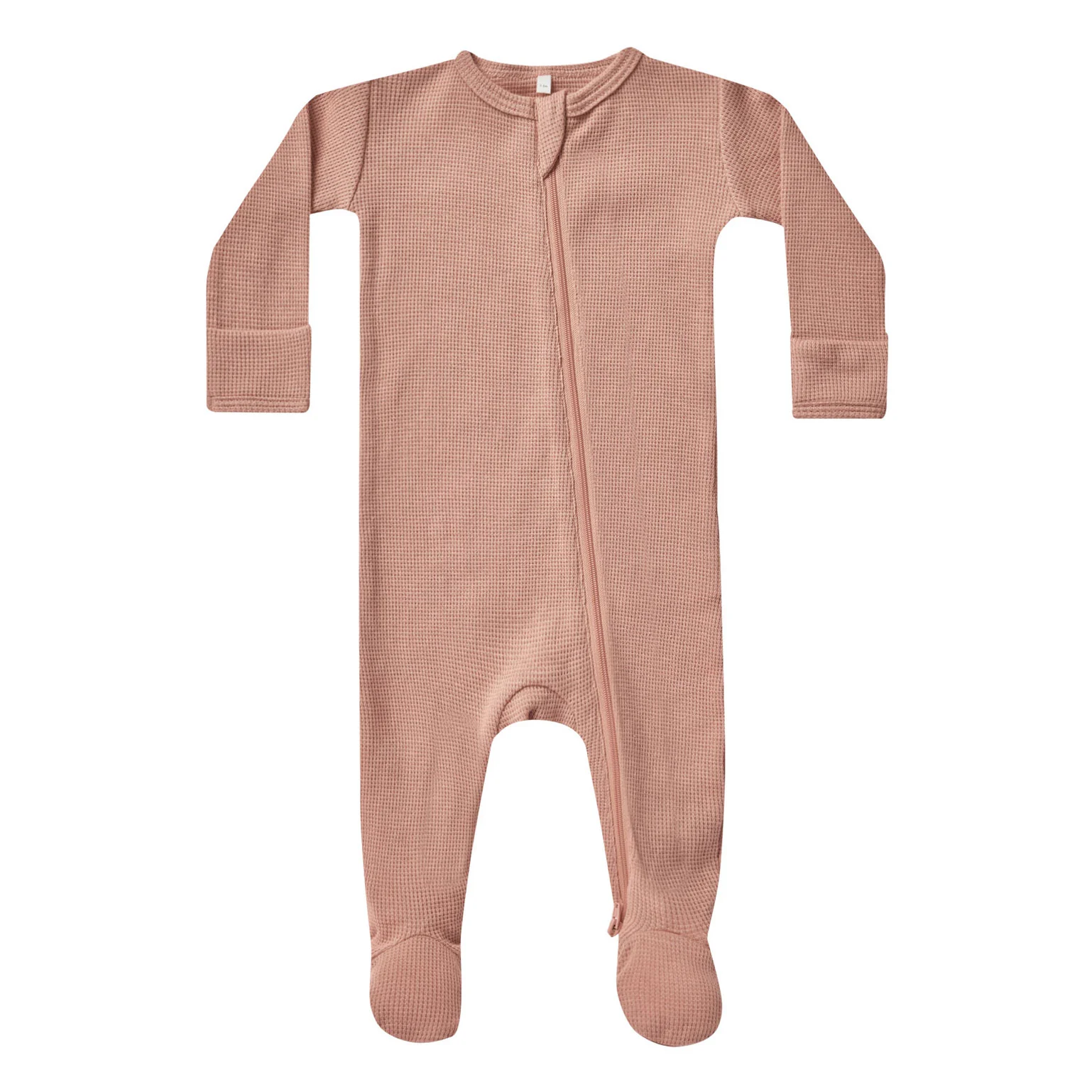 Quincy Mae Rose Waffle Zip Footie