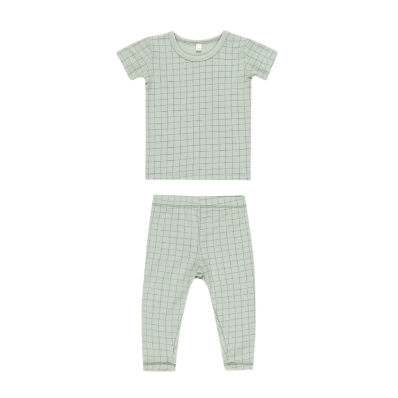 Quincy Mae Sage Grid Bamboo Short Sleeve Pajama Set