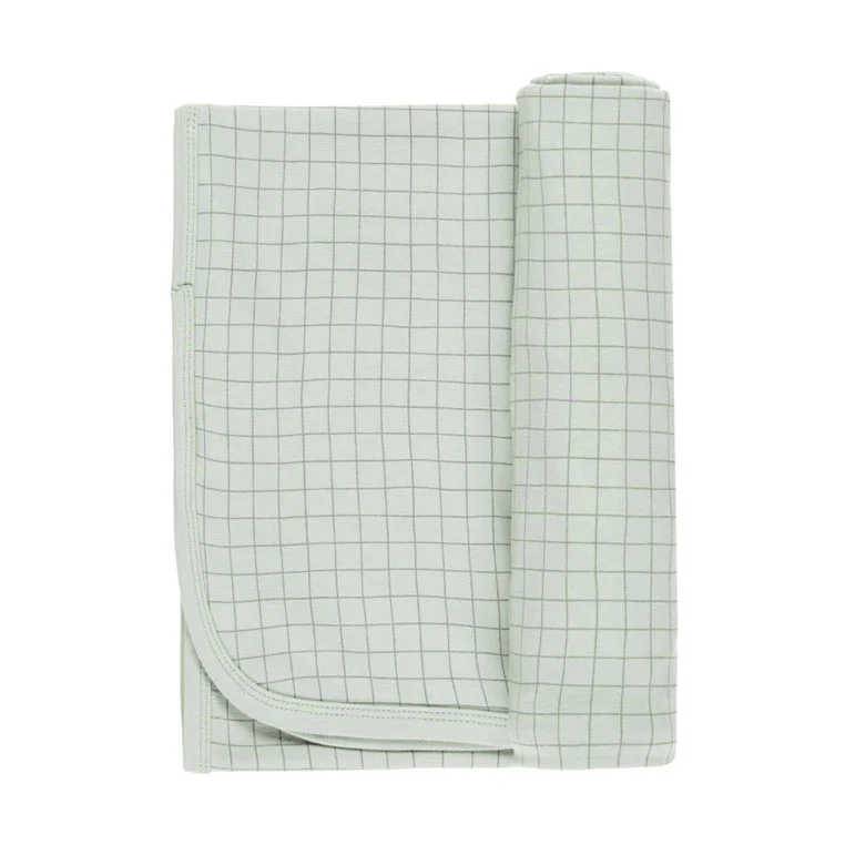 Quincy Mae Sage Grid Bamboo Swaddle - Image 2