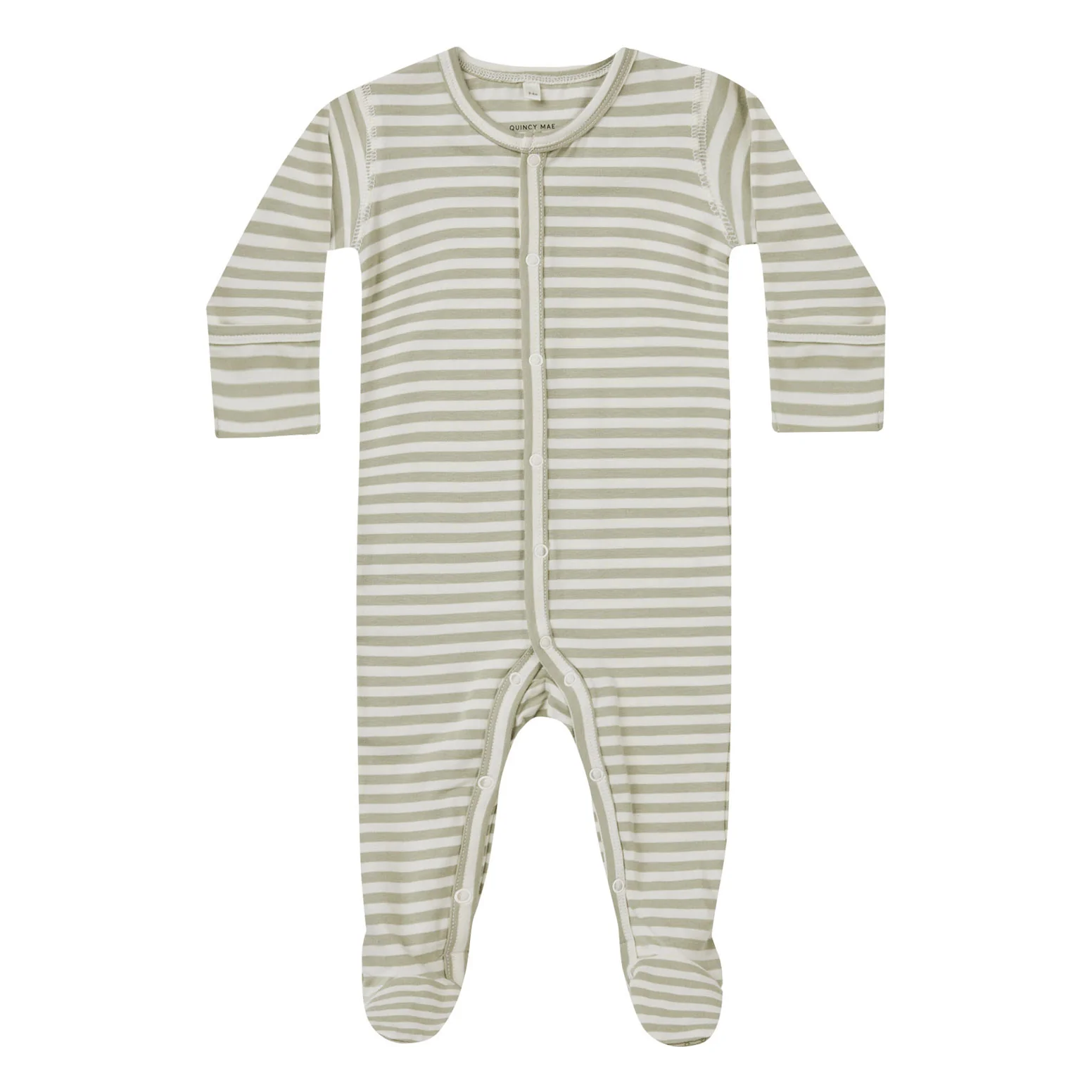 Quincy Mae Sage Stripe Full Snap Footie