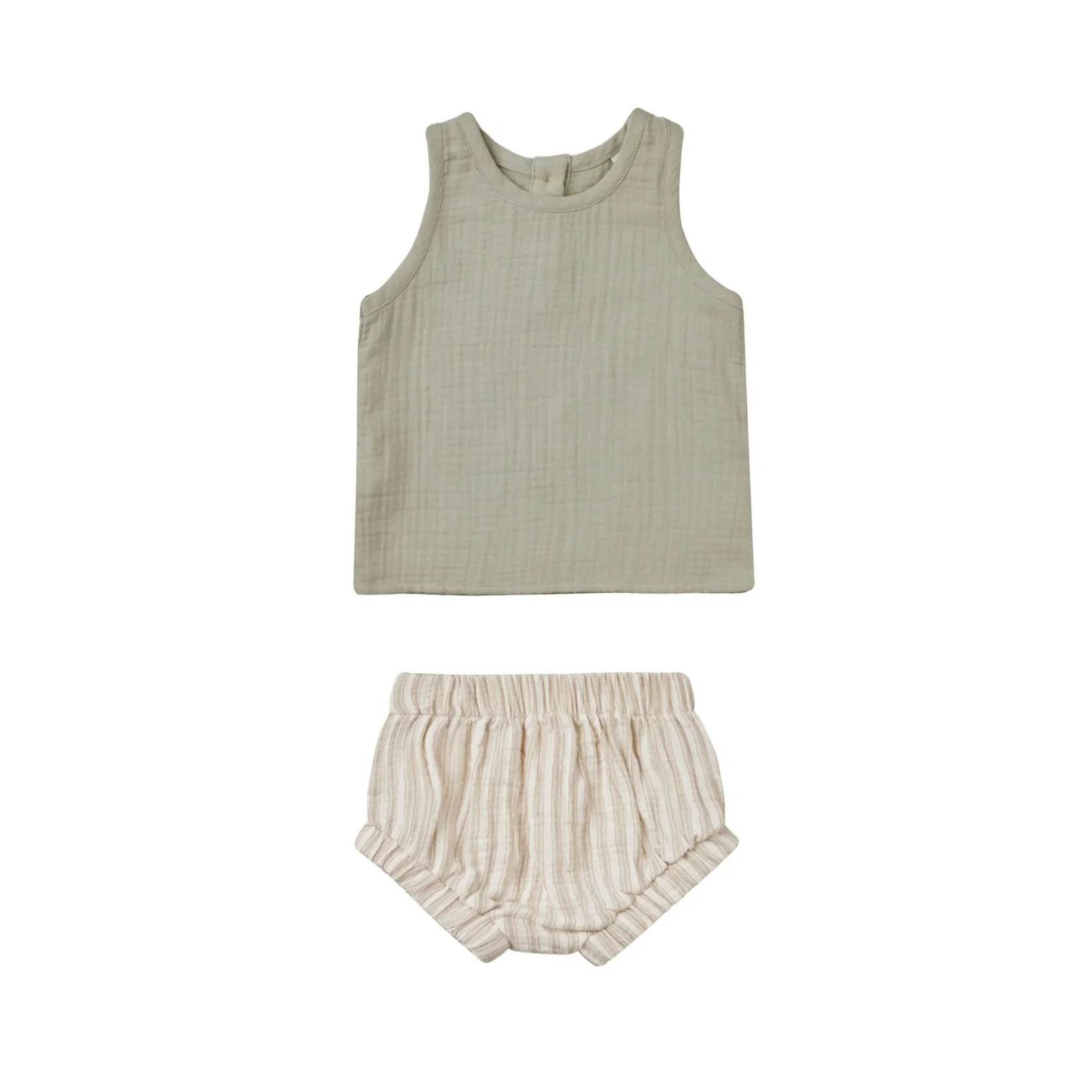Quincy Mae Sage Stripe Woven Tank + Short Set