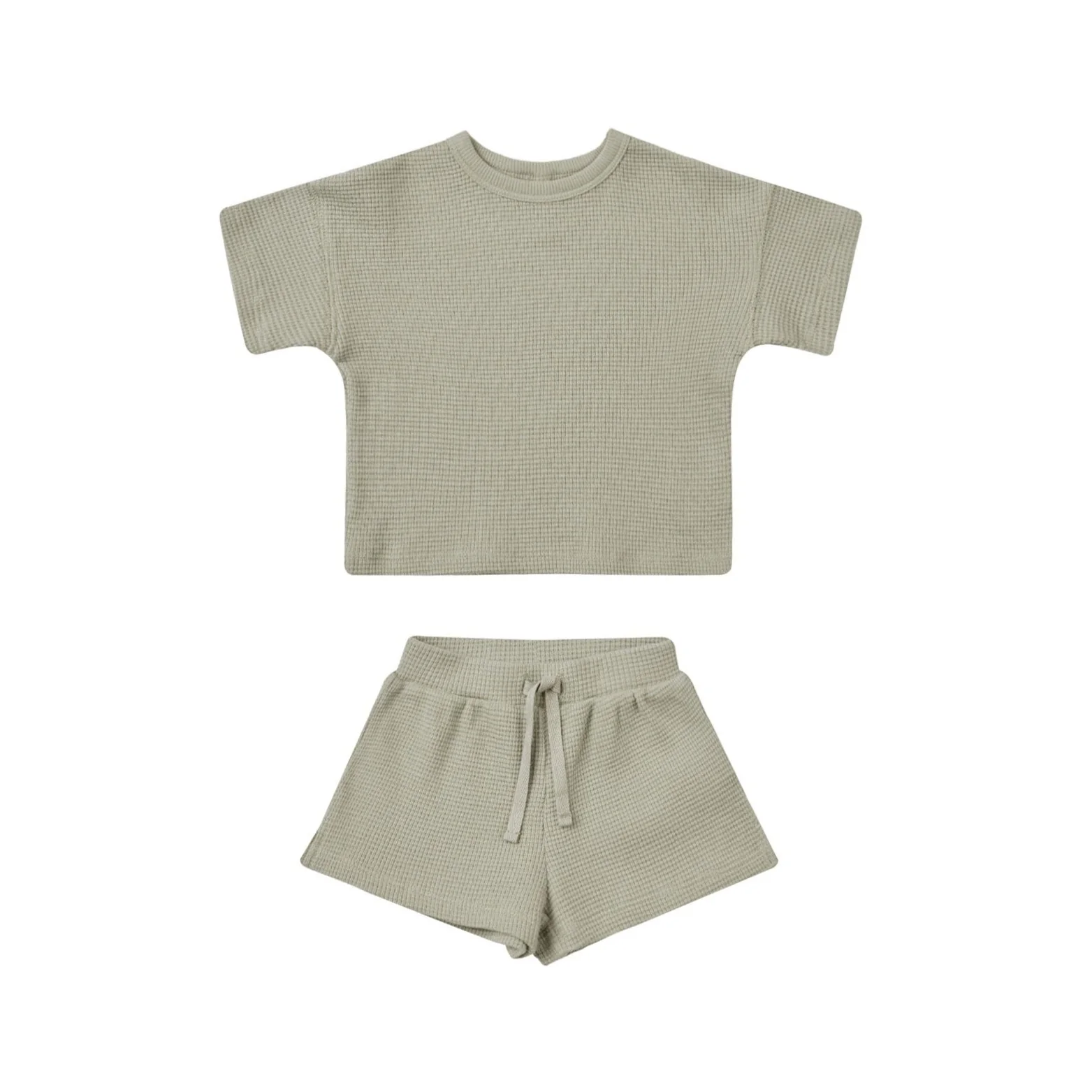 Quincy Mae Sage Waffle Tee + Short Set