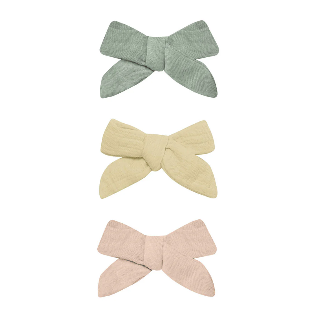 Quincy Mae Sage, Yellow, Melon Bow W. Clip, Set Of 3