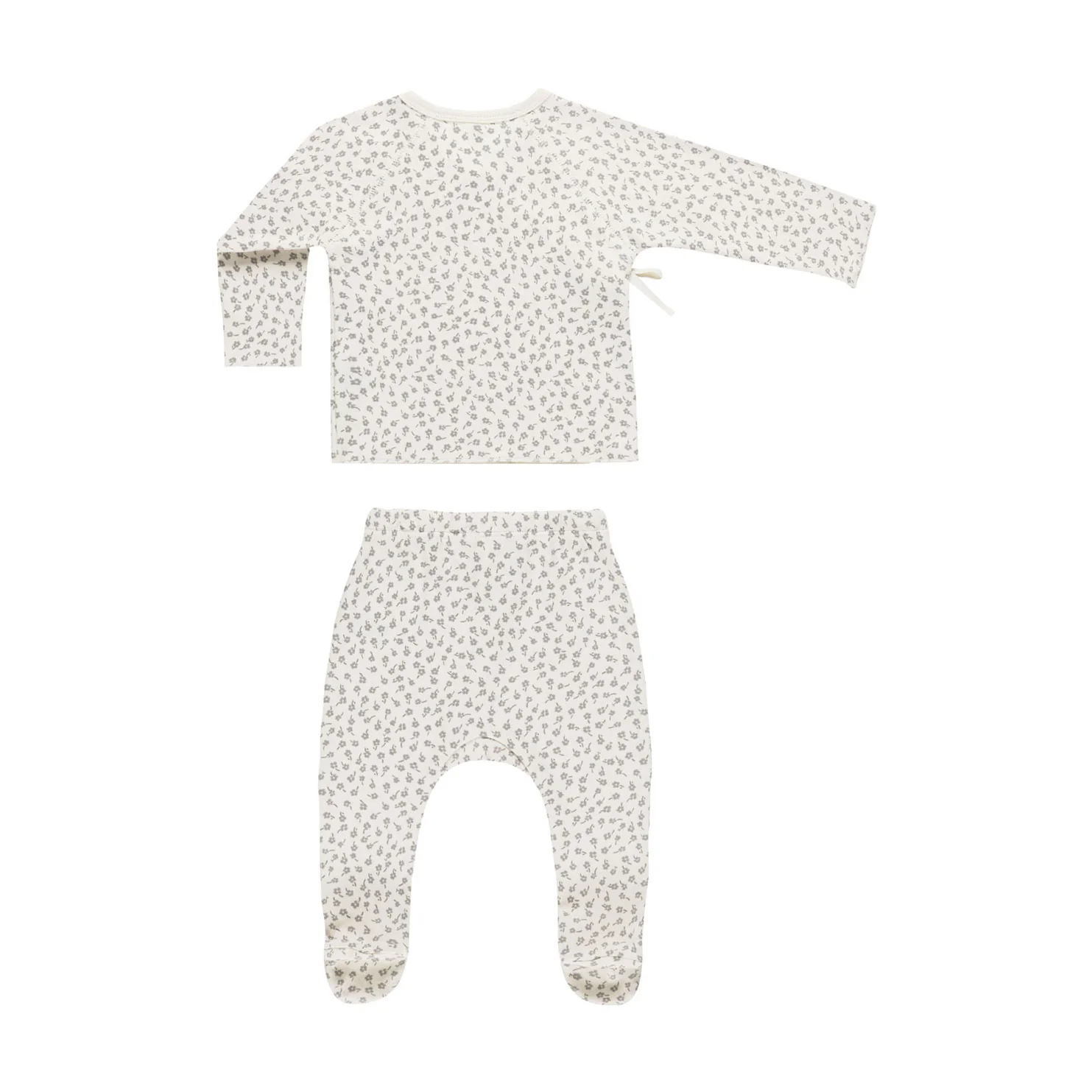Quincy Mae Scatter Wrap Top + Footed Pant Set - Image 2