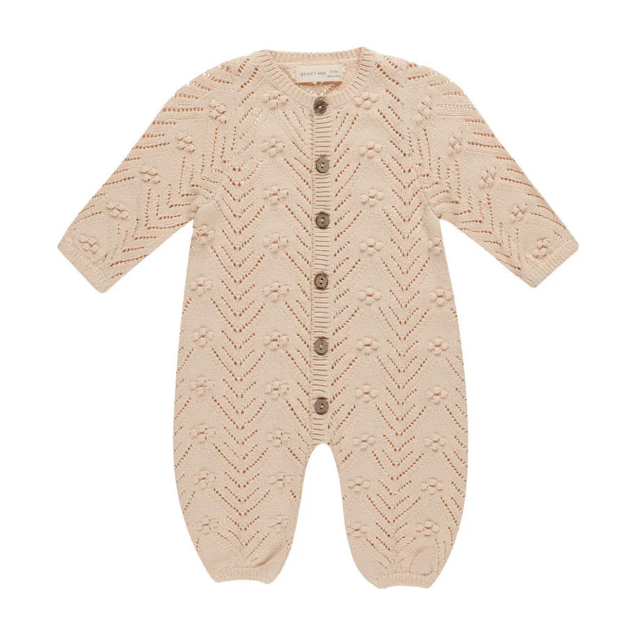 Quincy Mae Shell Long Sleeve Bobble Romper