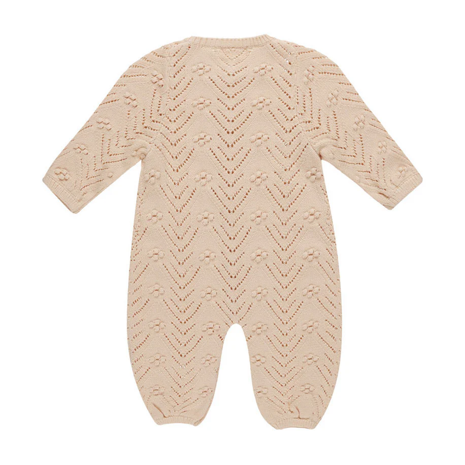 Quincy Mae Shell Long Sleeve Bobble Romper - Image 2