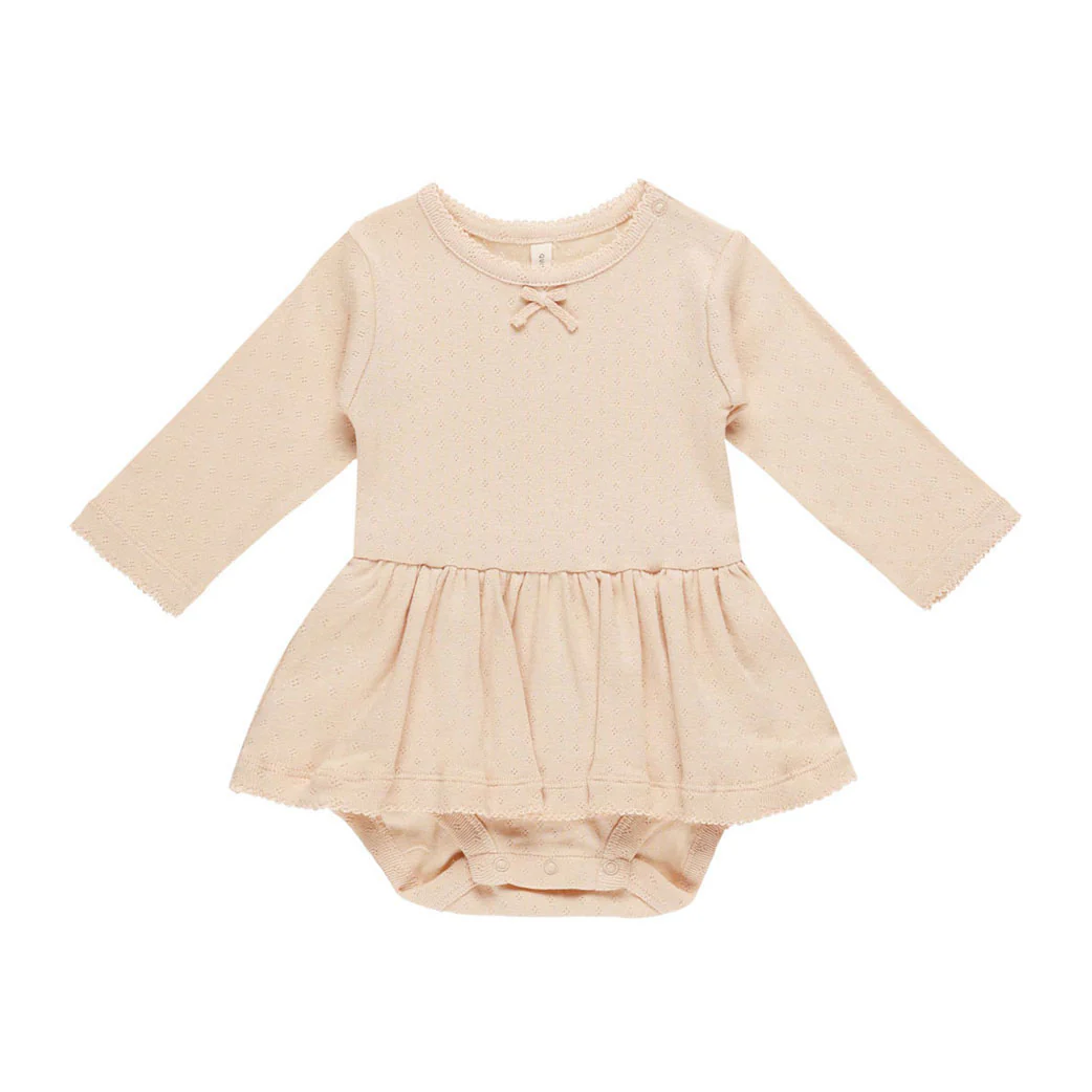 Quincy Mae Shell Pointelle Skirted Bodysuit