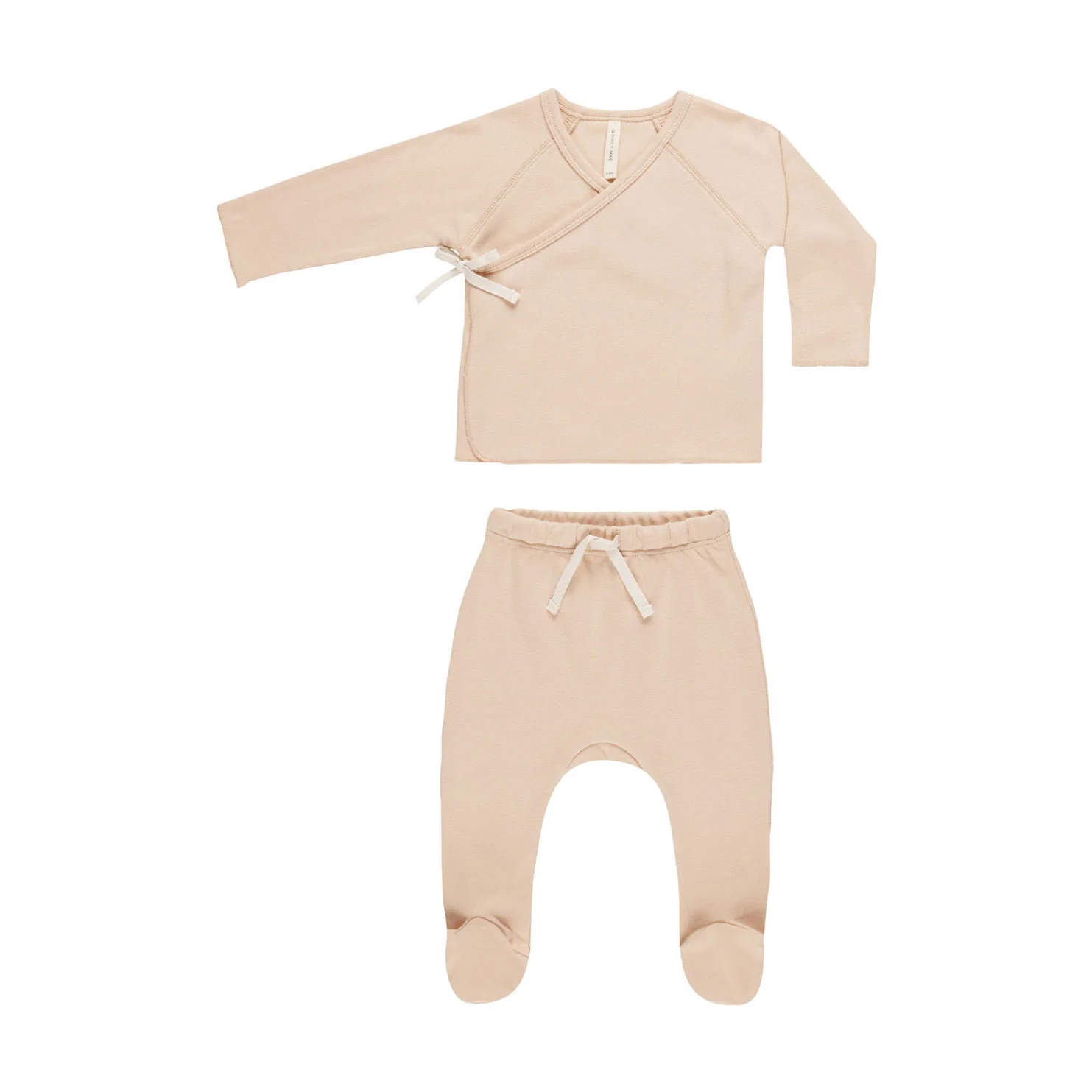Quincy Mae Shell Wrap Top + Footed Pant Set