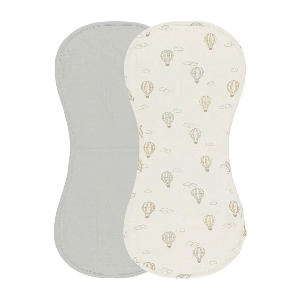 Quincy Mae Sky, Hot Air Balloons, Burp Cloth, 2 Pack