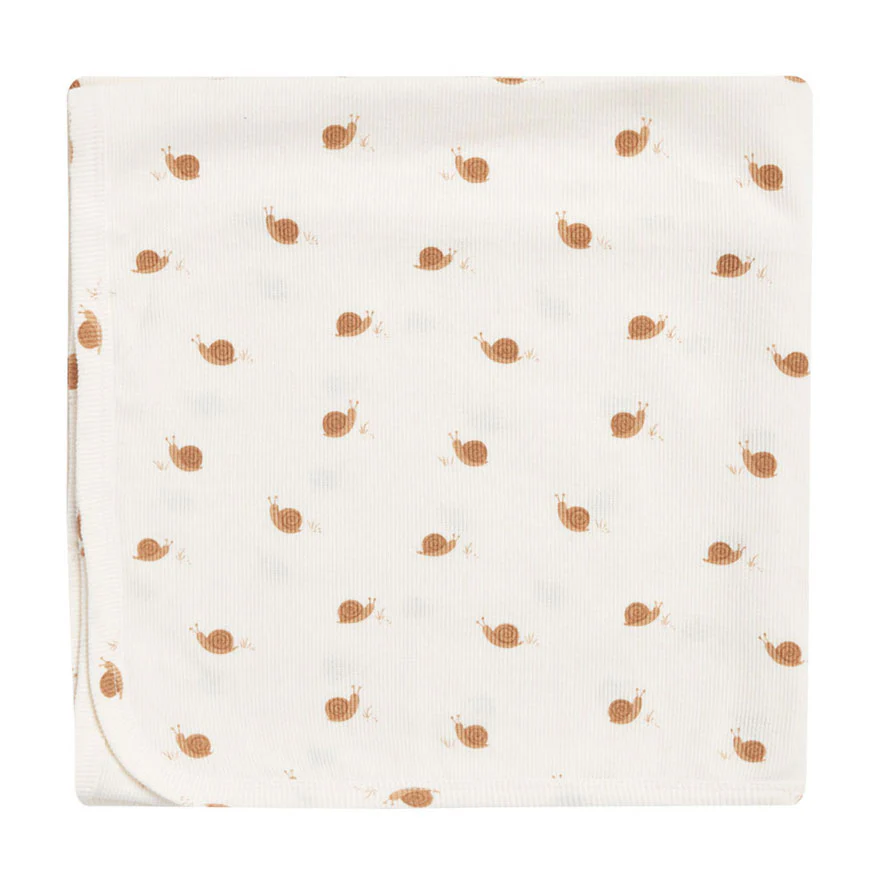 Quincy Mae Snails Ribbed Baby Blanket