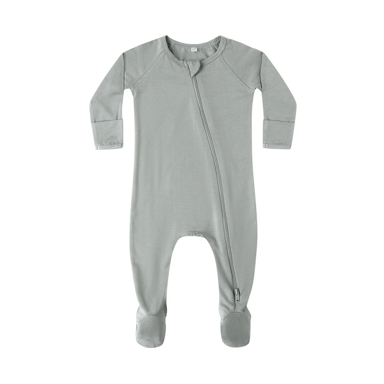 Quincy Mae Steel Blue Bamboo Zip Footie