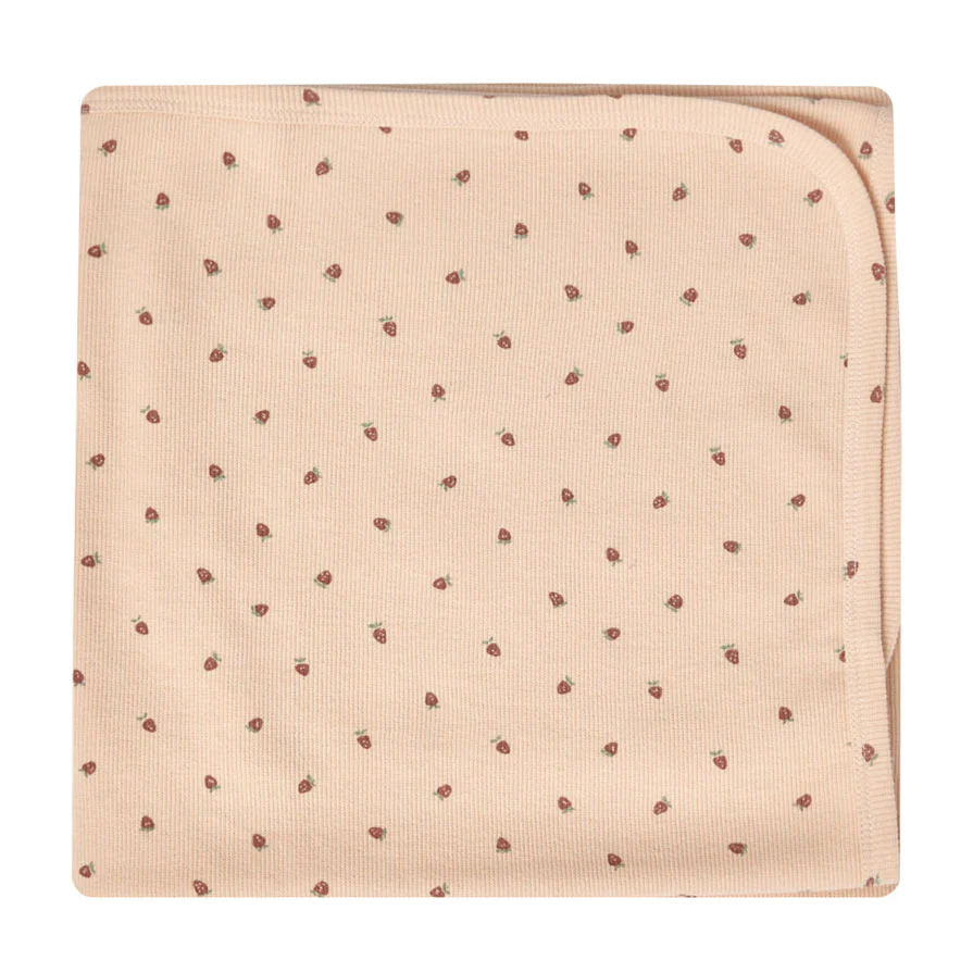 Quincy Mae Strawberries Ribbed Baby Blanket
